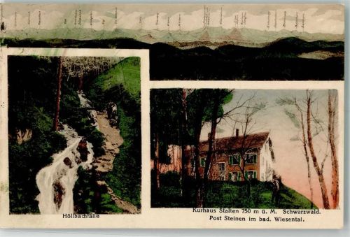 Steinen 1929 Kurhaus Stalten Höllbachfälle Alpenpanorama