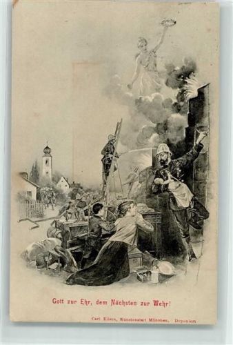 1910 Löscharbeiten Baby wird gerettet Schutzengel