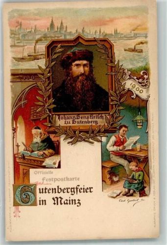 W8500 Nürnberg 500 jähr. Feier Festpostkarte Gutenberg 1900 Künstlerkarte
