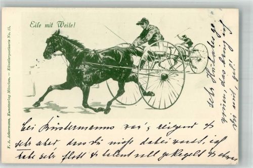 1898 Eile mit Weile Sulky Trabrennen Verlag Ackermann Nr. 15 + Adelskorrespondenz