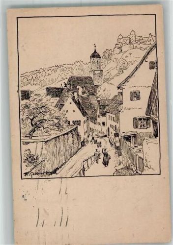 1929 Federzeichnung F. Kallmorgen , Eingang in die Stadt