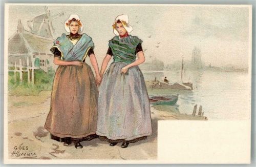Trachten aus Goes Cassiers, H. 1900 Lithographie / Künstlerkarte
