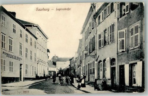 57400 Sarrebourg Saarburg 1914 Foto AK Lupinstrasse Pensionat St.Maria Industrieschule Feldpost WK I 1. Armeekorps