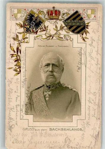 1901 Prägedruck König Albert Wappen