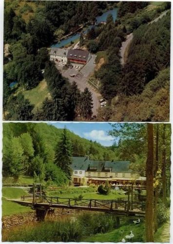 um 1970/80 Manderscheid: Eifel, 2 tolle AK, Hotel - Cafe Heidsmühle AKU1