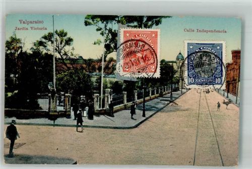 Valparaiso 1921 Jardin victoria Calle Independencia Brieffmarke Bildseite