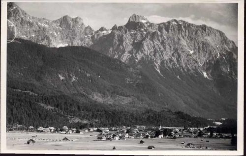 um 1940 Krün: Mit Karwendel 2385 m,Wisbergers Bildkarte AKU1
