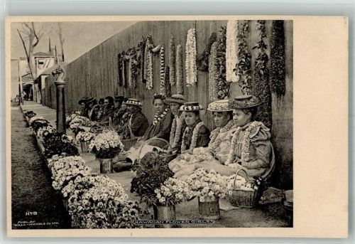 Honolulu Tracht Marktszene Hawaiian Flower Girls
