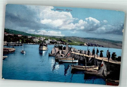 Opatija 1920 Hafen Photochromiekarte