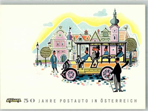 Bad Aussee 50 Jahre Postauto in Österreich + Briefmarke 1957 Jubiäumsfahrt