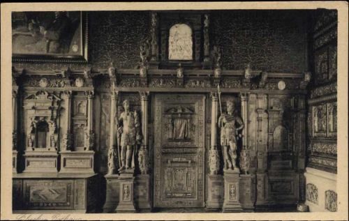 um 1920/30 Lübeck: Rathaus, Innentür der Kriegsstube,Kunstverlag Jens AKU1