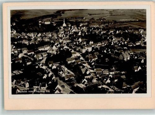 Laupheim Fliegeraufnahme Original aufmontierte Verlagsmusterkarte
