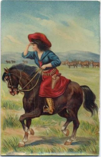 1908 Frau, Pferd, Künstler-AK