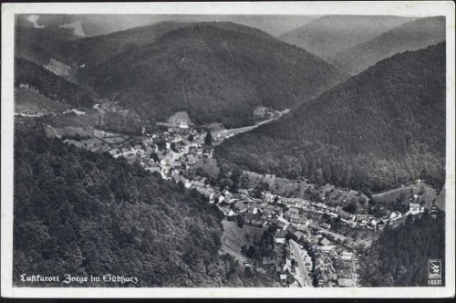 1938 Zorge, Südharz, Panorama, Luftbild,Klinke & Co. AKU1
