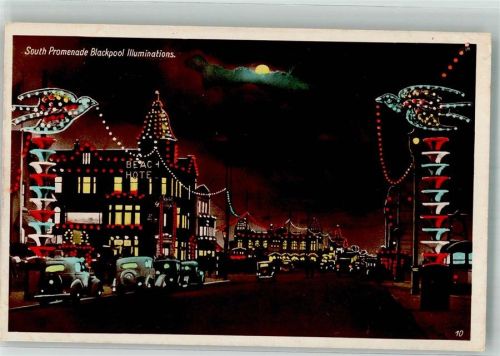 Blackpool 1937 South Promenade Auto Nacht