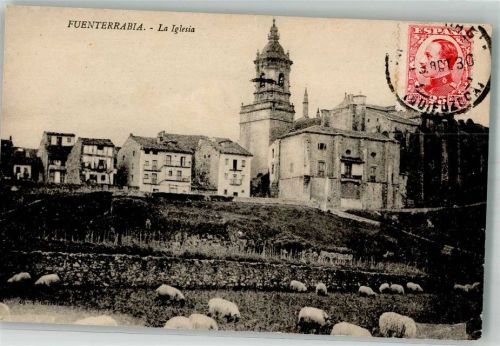 Fuenterrabia 1930 Kirche Schafe Marke bildseitig