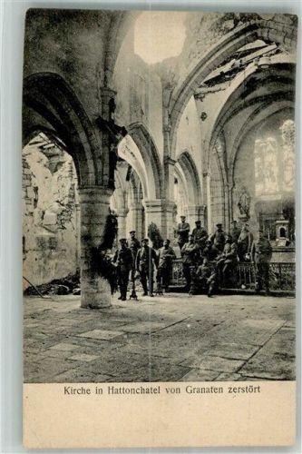 Vigneulles-les-Hattonchatel Feldpost WK I Fuß-Art.Munit.Kol 7 212 Inf.Div. Kirche Trümmer