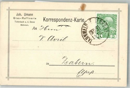 Potocná 1911 Glas Raffinerie Joh. Umann keine Ak Geschäftskorrespondenz