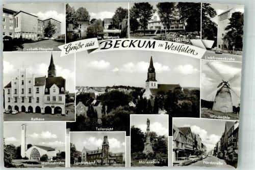 Beckum Elisabeth Hospital Westpark Höxberg Liebfrauenkirche Windmühle Rathaus Martinskirche Landratsamt Mariensäule Nordstraße Auto