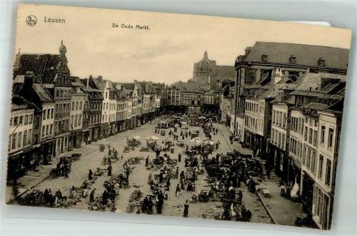 Leuven 1916 Marktszene Feldpost WK I Landsturm-Inf.Batl. Wetzlar