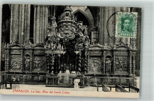 Saragossa 1925 Kirche Altar dl Santo Cristo Marke bildseitig