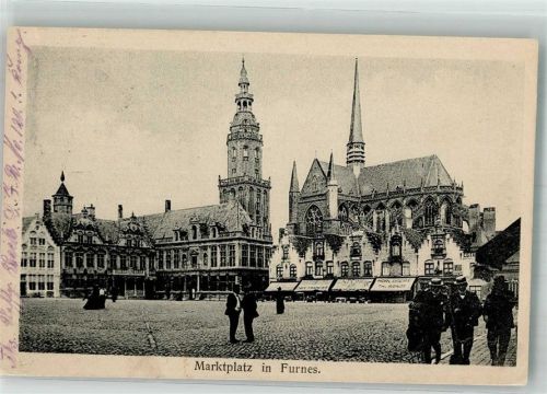 Furnes 1917 Kirche Marktplatz Feldpost WK I