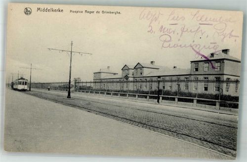 Middelkerke 1917 Krankenhaus Hospiz Roger de Grimberghe Straßenbahn Feldpost WK I