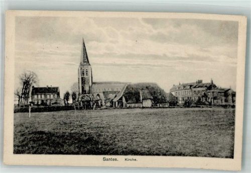 Santes 1917 Kirche Feldpost WK I Feld.Rekruten-Depot