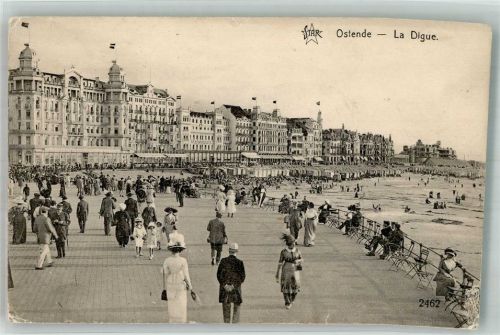Ostende 1915 Feldpost WK I 53. Res.Div. La Digue Schwimmbad Strand Hotel