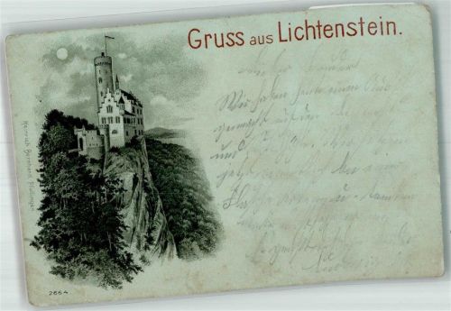 Lichtenstein 1902 Lithographie Schloss Mondschein