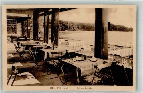 23701 W2420 Uklei 1916 Foto AK Uklei Fährhaus Cafe Konditorei Restaurant Gasthaus Veranda