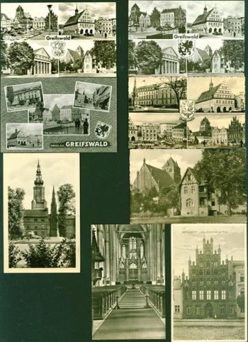 Greifswald Lot mit 8 AK, 1959-1966; gute Erhaltung, größtenteils gelaufen