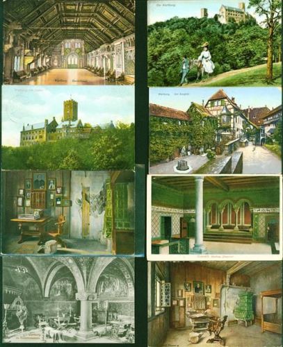 Wartburg Lot mit 17 AK, ca. 1905-1927 1x danach; teils leichte Gebrauchsspuren, überwiegend gelaufen