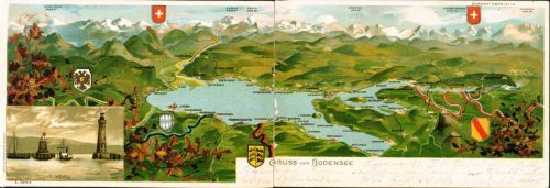 Bodensee Landkarte Bodensee, Lithographie
