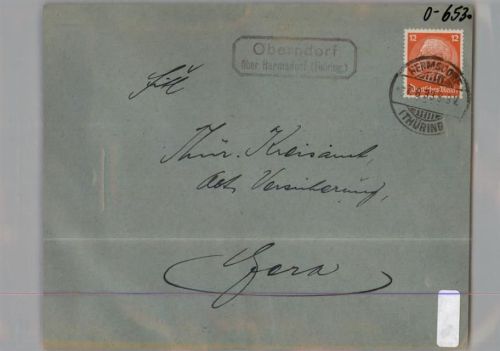 07629 O6530 Hermsdorf , Thür KEINE AK Landpoststempel
