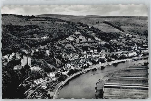 Neckarsteinach Fluss Schiff Feld Berg Haus Baum