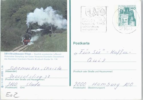 Bruchhausen-Vilsen Ganzsache 9/131-1.78 Dampfzug