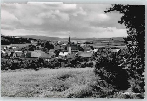 35099 W3559 Ernsthausen , Kr Frankenberg, Eder - Kirche Baum Feld