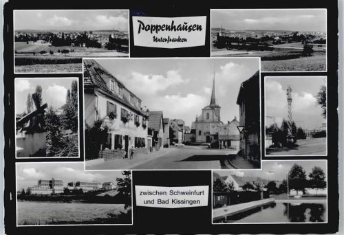 Poppenhausen Gesamtansicht Feld Schwimmbad Haus Baum Straße Auto Feld