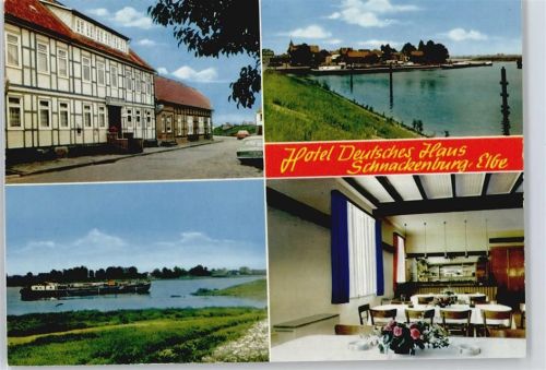 Schnackenburg Hotel Deutsches Haus Fluss Schiff Auto Baum