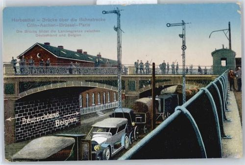 Herbesthal - Herbesthal-Brücke über die Bahnstrecke Köln-Aachen-Brüssel-Paris, Landesgrenze zwischen Deutschland und Belgien