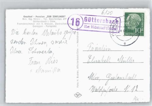 Güttersbach Landpoststempel, Gasthof, Pension Zur Zentlinde