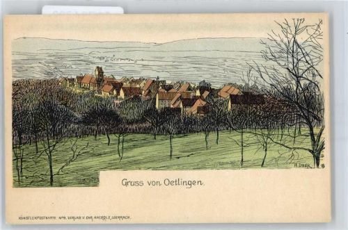 79576 W7858 Ötlingen Lithographie / Künstlerkarte sign. H.Daur