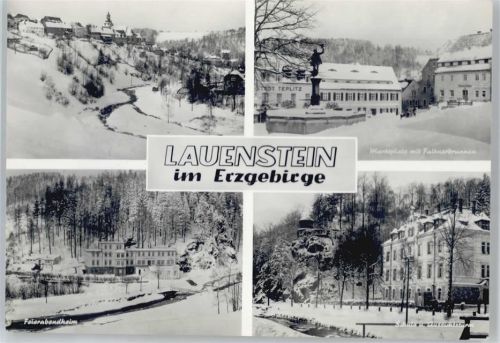 01778 O8246 Lauenstein , Sachs - Feierabendheim, Marktplatz, Falkenbrunnen