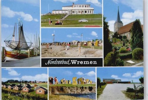 Wremen Hafen, Strandhalle, Kirche, Strand, Siedlung