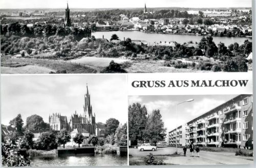 17213 O2063 Malchow , Meckl - Gesamtansicht, Kirche, Siedlung