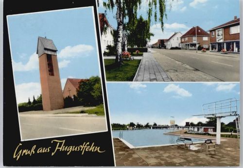 26689 W2913 Augustfehn - Siedlung, Kirche, Freibad