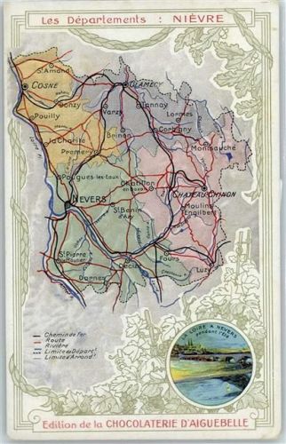 Nevers Übersichtskarte Department Nievre