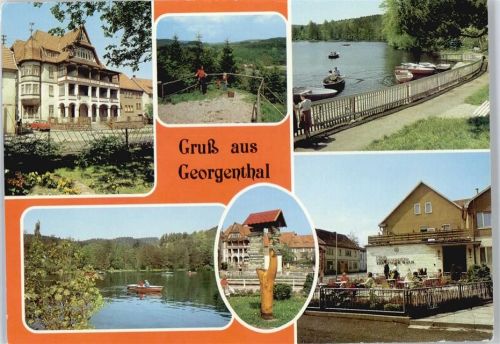 Georgenthal Hotel Deutscher Hof, Bootsanlegerstelle, Hammerteich, FDGB-Erholungsheim Thüringer Wald