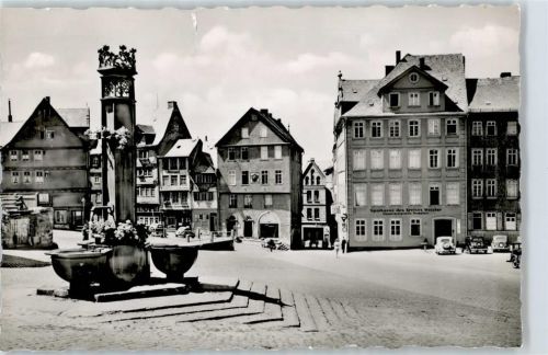 Wetzlar Domplatz, Sparkasse, Brunnen, ehemaliges Reichskammergericht, Landpoststempel